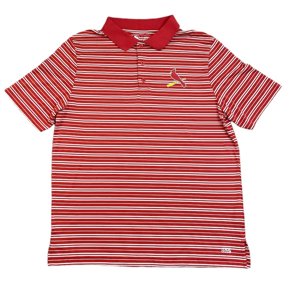 MLB StL Cardinals Stripe Polo TX3 Cool Short Sleeve Golf Size Medium